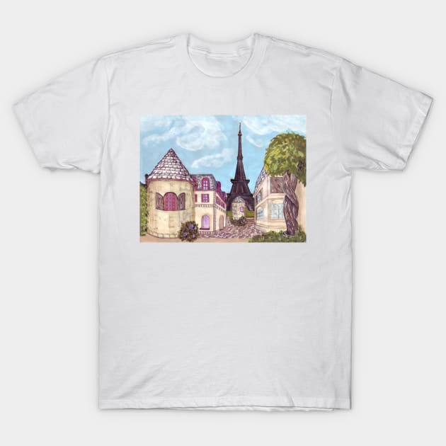 Paris Eiffel Tower Inspired Landscape T-Shirt by KristieHubler